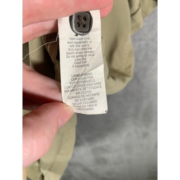 A[X]IST Shirt Men's Large Tan 100% Silk Button-Up Short Sleeve Washable - Picture 5 of 11